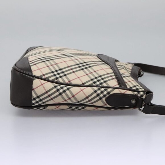 BURBERRY Nova Check Shoulder Bag Canvas Leather Beige Auth BD1036 - Picture 5 of 16